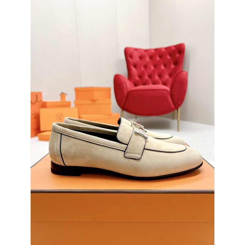H**mes paris loafers in beige velvet