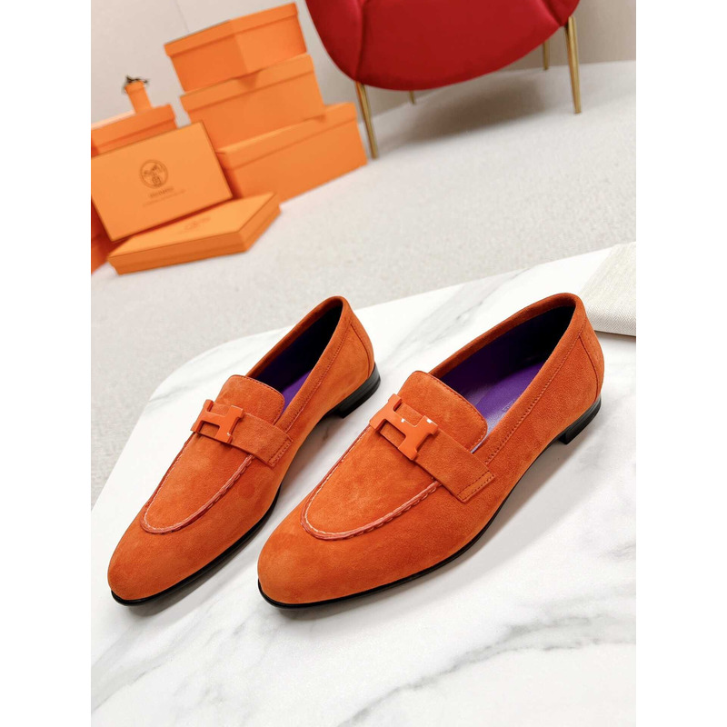 H**mes paris loafers in dark orange velvet