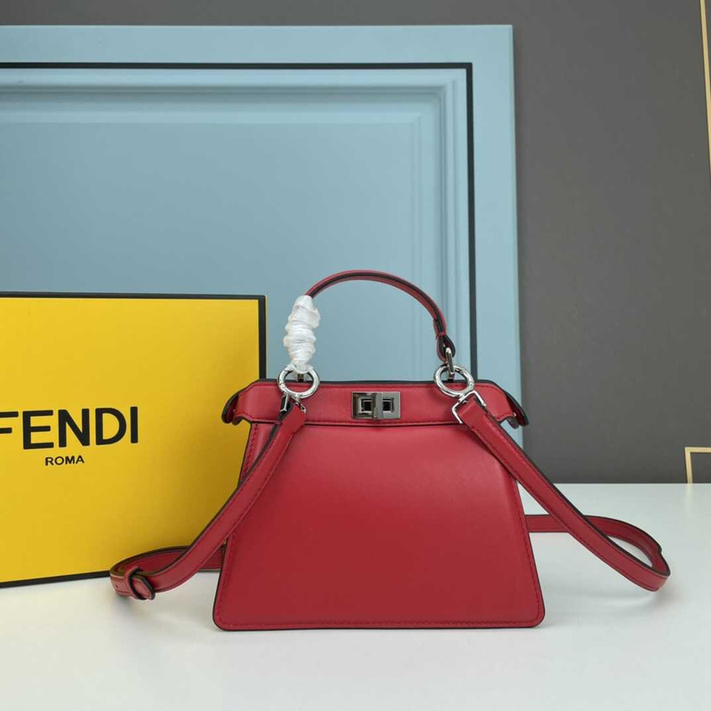 F**di peekaboo mini bag leather pouch red