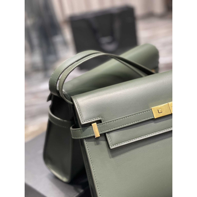 Saint Laurent Manhattan Leather Shoulder Bag Green