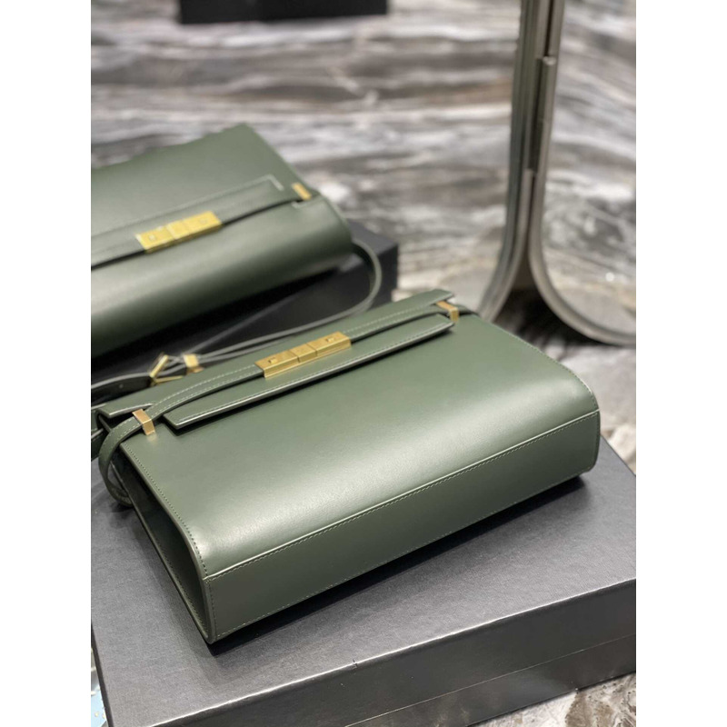 Saint Laurent Manhattan Leather Shoulder Bag Green