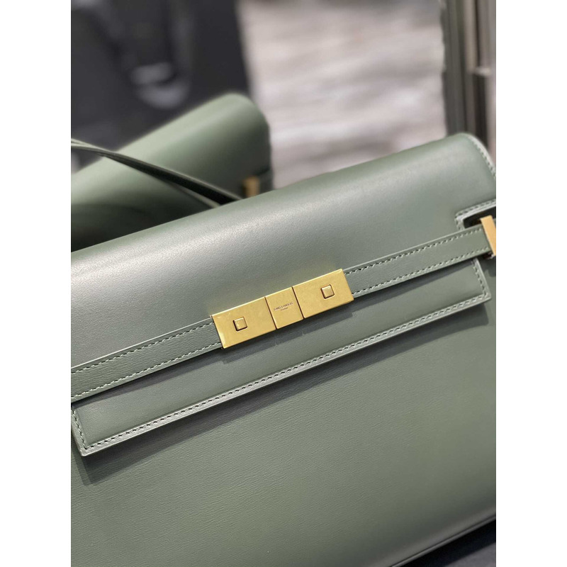 Saint Laurent Manhattan Leather Shoulder Bag Green