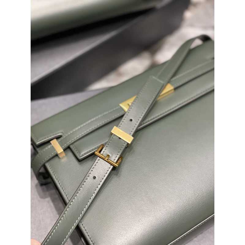 Saint Laurent Manhattan Leather Shoulder Bag Green