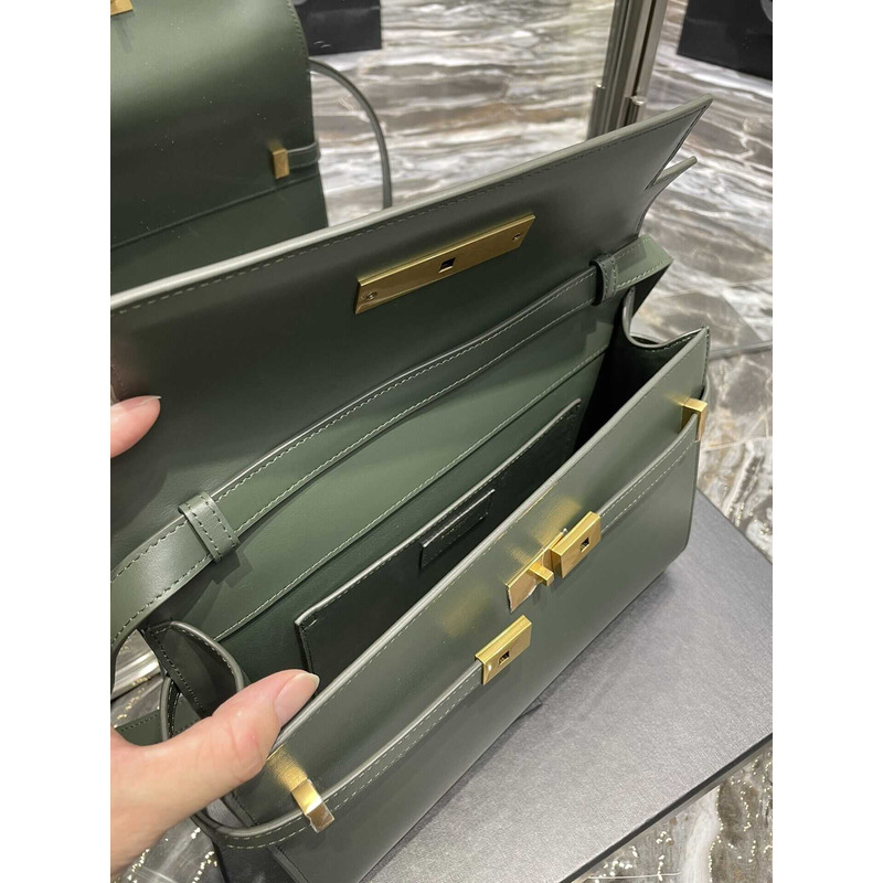 Saint Laurent Manhattan Leather Shoulder Bag Green