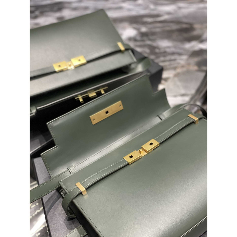 Saint Laurent Manhattan Leather Shoulder Bag Green