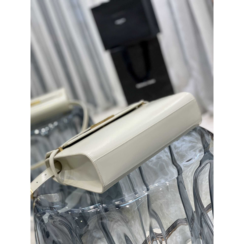 Saint Laurent  Manhattan Leather Shoulder Bag White