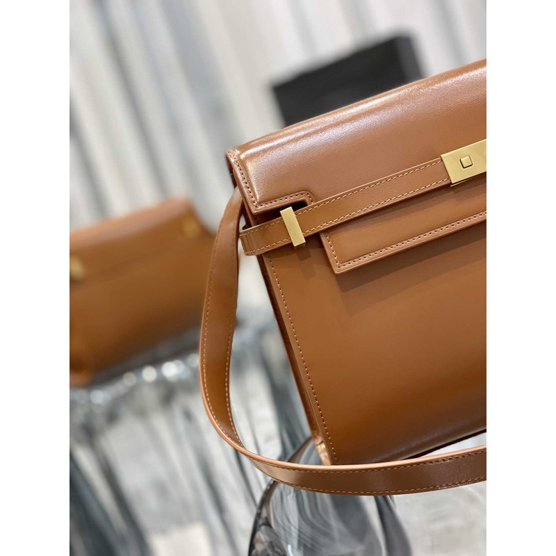 Saint Laurent Manhattan Leather Shoulder Bag Brown