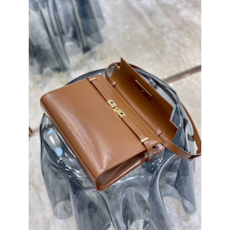 Saint Laurent Manhattan Leather Shoulder Bag Brown