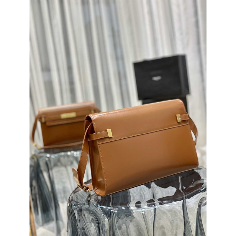 Saint Laurent Manhattan Leather Shoulder Bag Brown