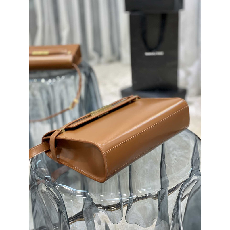 Saint Laurent Manhattan Leather Shoulder Bag Brown