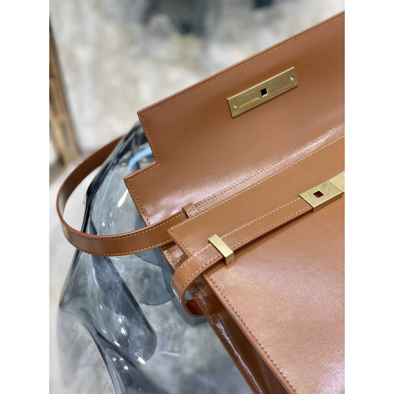 Saint Laurent Manhattan Leather Shoulder Bag Brown
