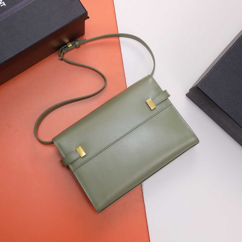 Saint Laurent Manhattan Leather Shoulder Bag Green