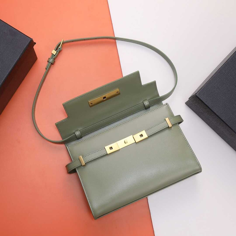 Saint Laurent Manhattan Leather Shoulder Bag Green