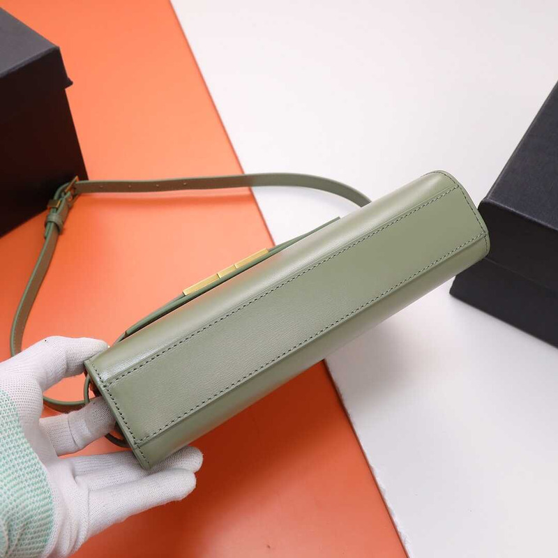 Saint Laurent Manhattan Leather Shoulder Bag Green