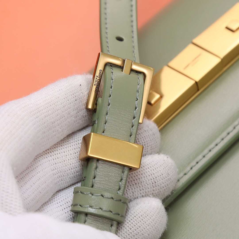 Saint Laurent Manhattan Leather Shoulder Bag Green