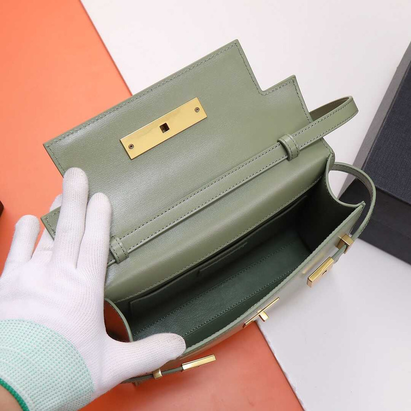 Saint Laurent Manhattan Leather Shoulder Bag Green