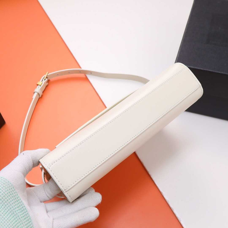 Saint Laurent  Manhattan Leather Shoulder Bag White