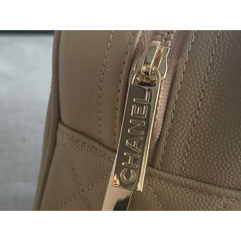 Ch*el bowling bag leather beige