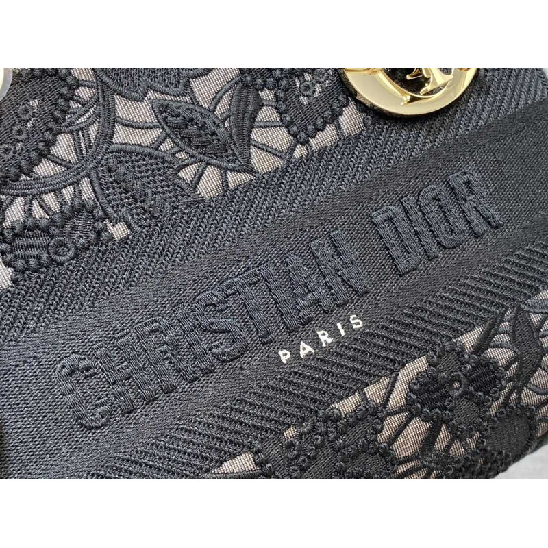 D*or medium lady d-lite bag embroidery black