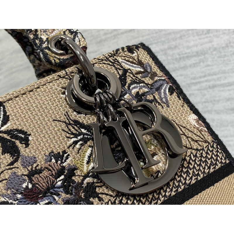 D*or medium lady d-lite bag embroidery beige multicolor