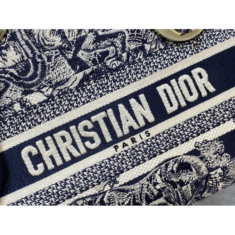 D*or  medium lady d-lite bag embroidery black multicolor