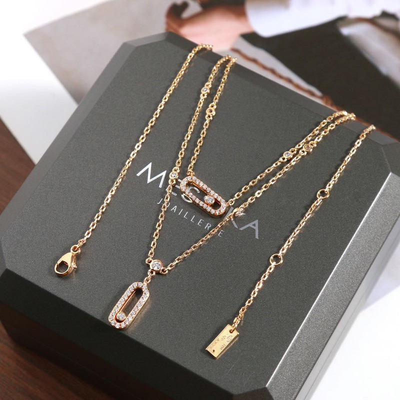 messika gold Di*m*nd necklace move uno double circle necklace
