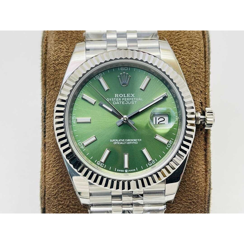 Rolex Oyster Perpetual White Rolesor Gold - Green Dial C Factory Watches