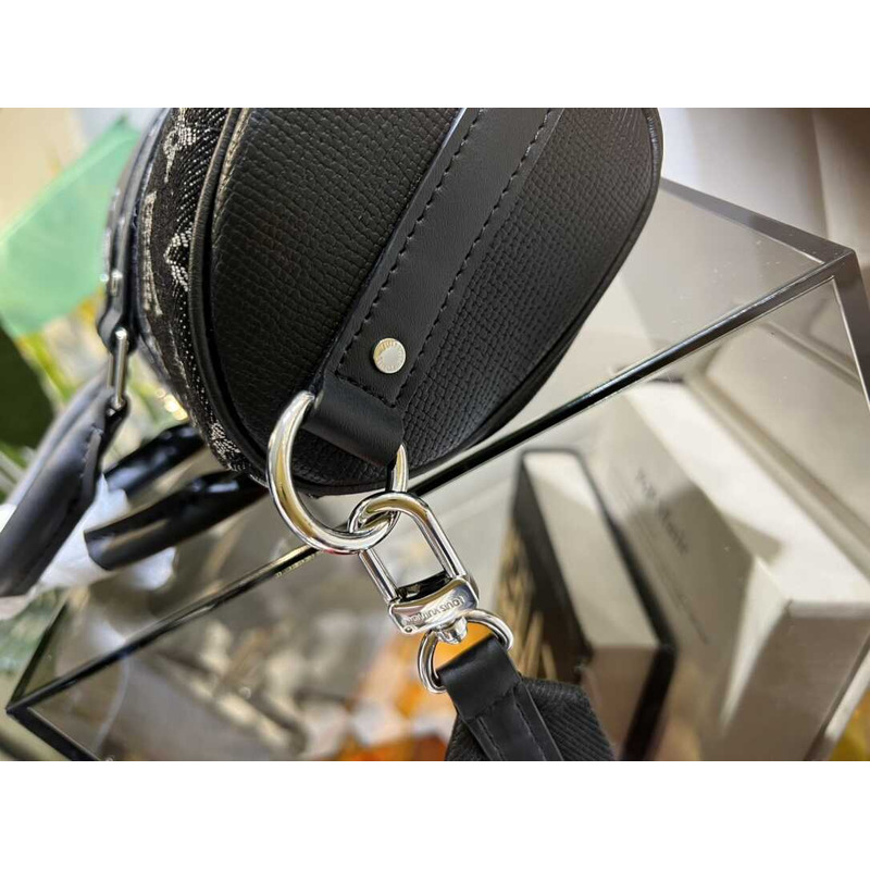 l**is V*t*n virgil abloh monogram denim taurillon leather keepall xs black