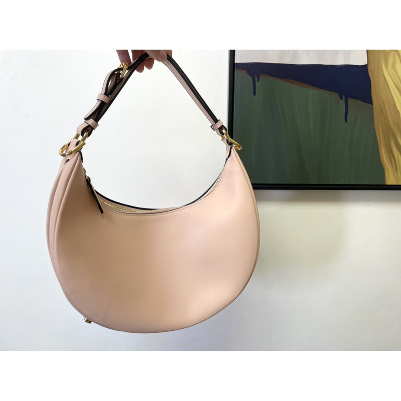 F**di F**digraphy small bag leather handbag light pink