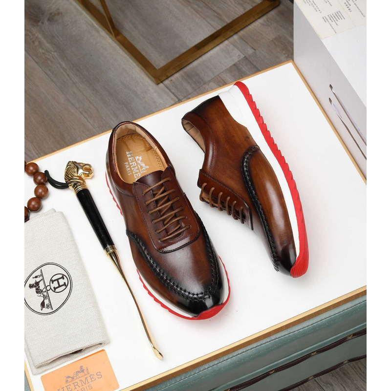 H**mes leather sneaker brown