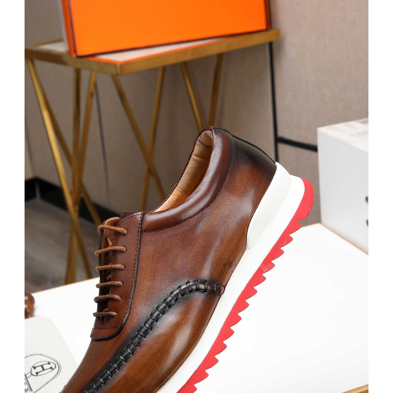 H**mes leather sneaker brown