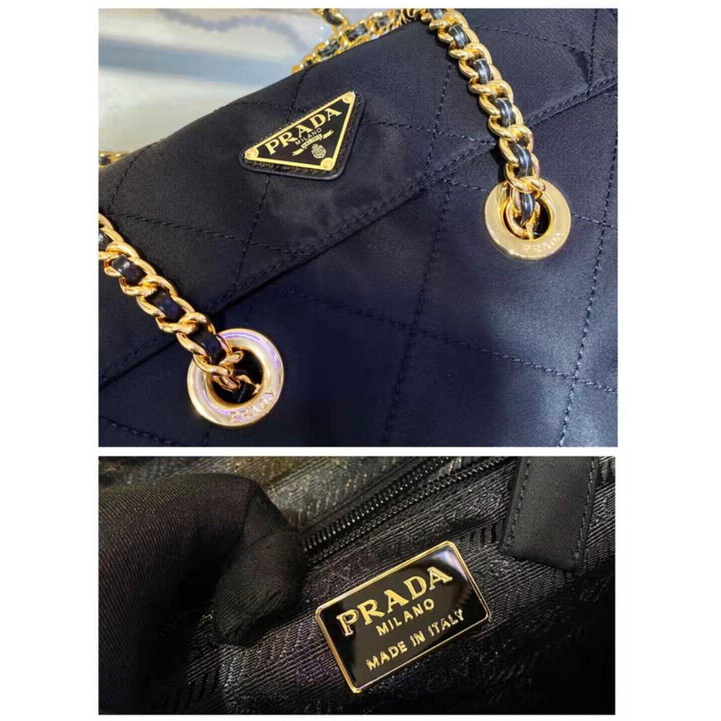 pra*a vintage chain Di*m*nd hobo bag black