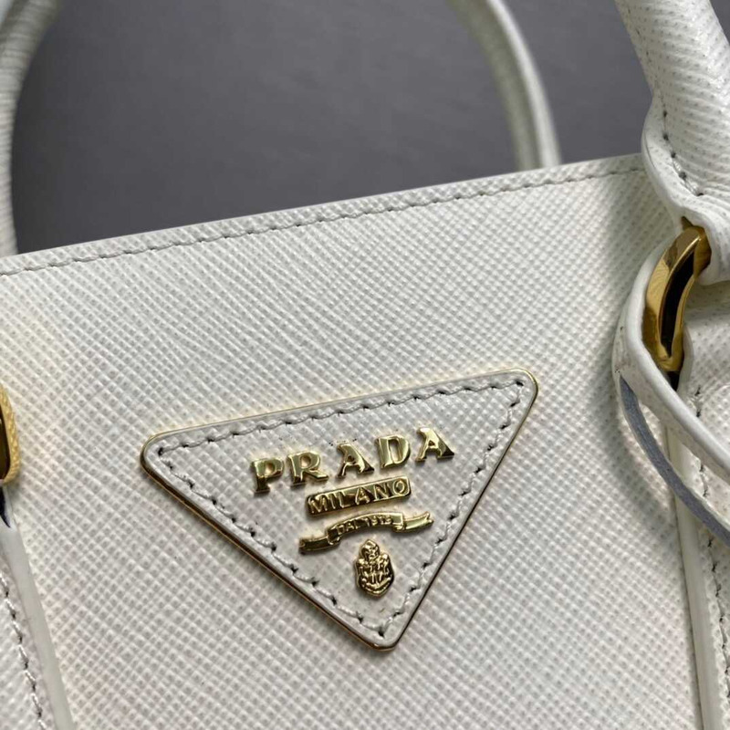 Pra*a saffiano leather handbag white