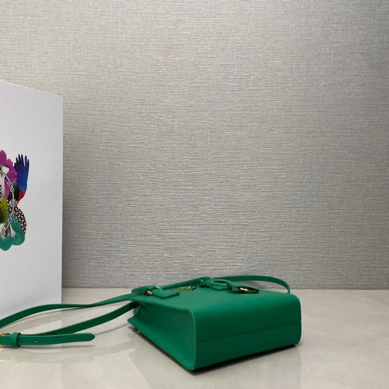 Pra*a saffiano leather handbag green