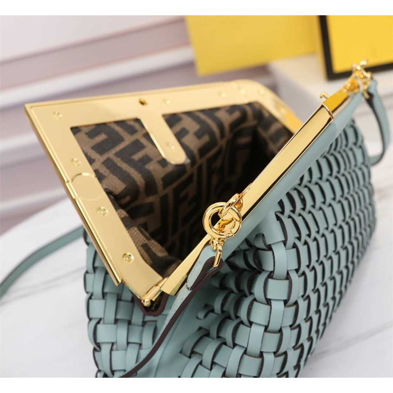 F**di small style first interwoven leather bag blue