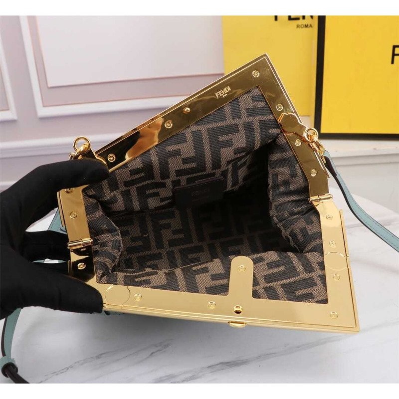 F**di small style first interwoven leather bag blue