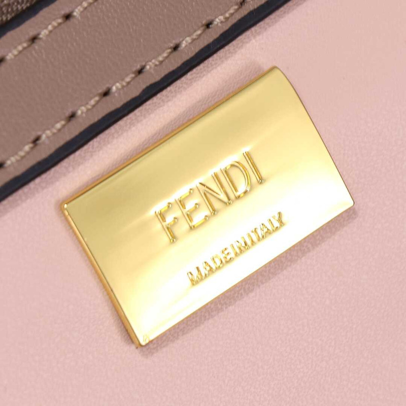 F**di baguette mini bag denim with ff embroidery beige