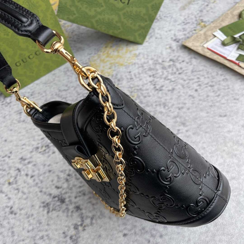 G*u*i wonka gg up leather shoulder bag black