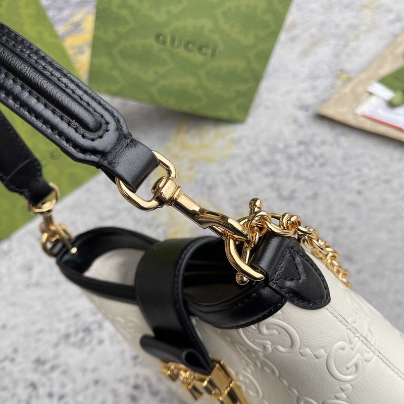 G*u*i wonka gg up leather shoulder bag white