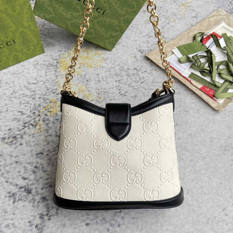 G*u*i wonka gg up leather shoulder bag white