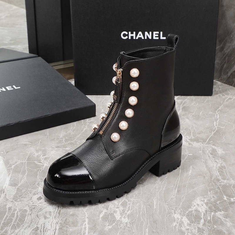 Ch*el casual style street style plain leather party style black