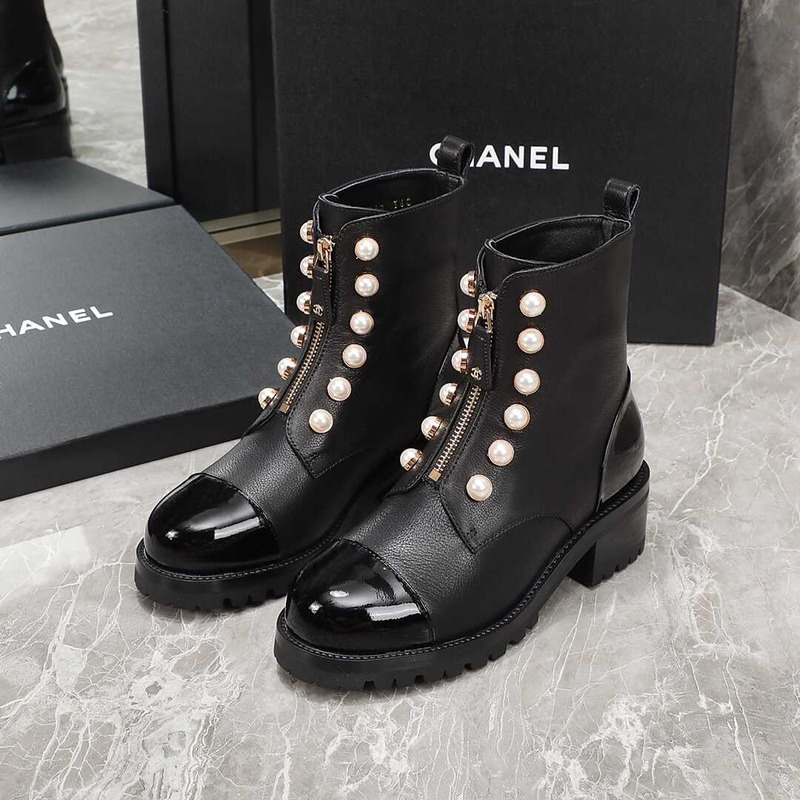 Ch*el casual style street style plain leather party style black