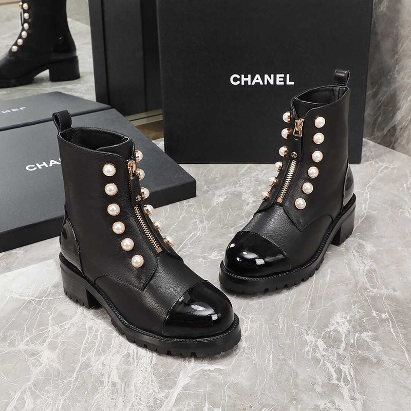 Ch*el casual style street style plain leather party style black