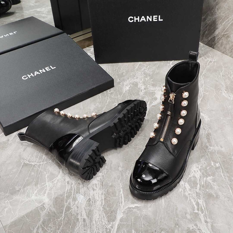 Ch*el casual style street style plain leather party style black