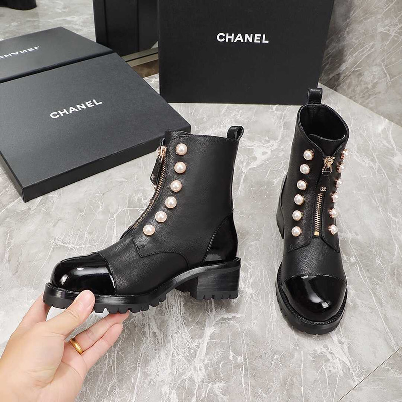 Ch*el casual style street style plain leather party style black