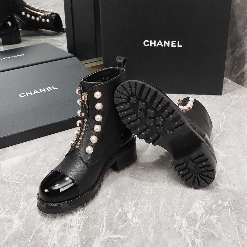 Ch*el casual style street style plain leather party style black