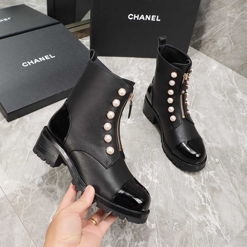 Ch*el casual style street style plain leather party style black