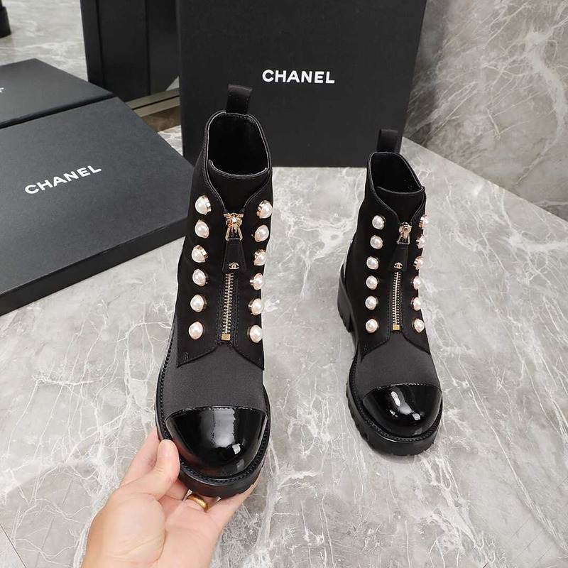 Ch*el  casual style street style plain leather party style black