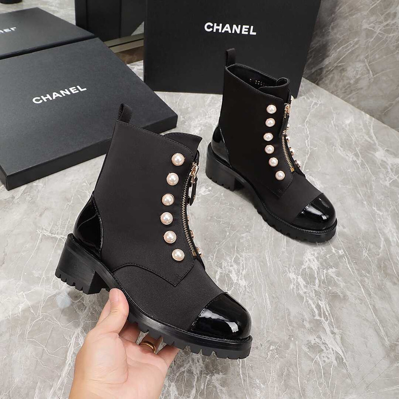 Ch*el  casual style street style plain leather party style black