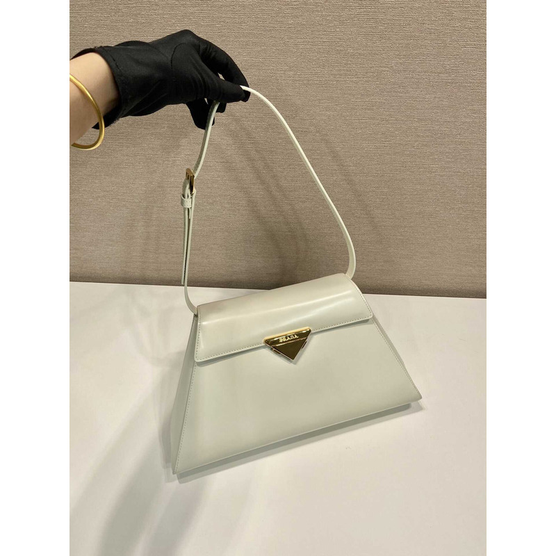 Pra*a medium brushed leather handbag white